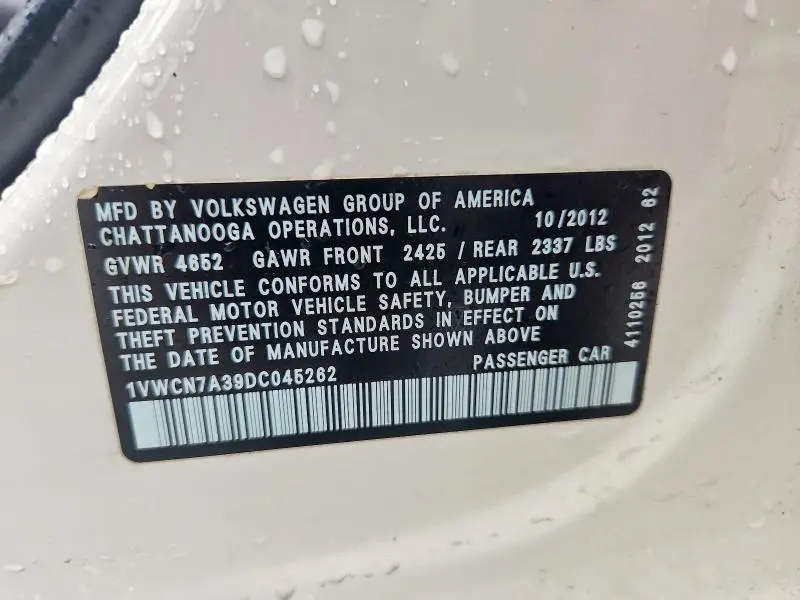 2013 VOLKSWAGEN PASSAT SEL  