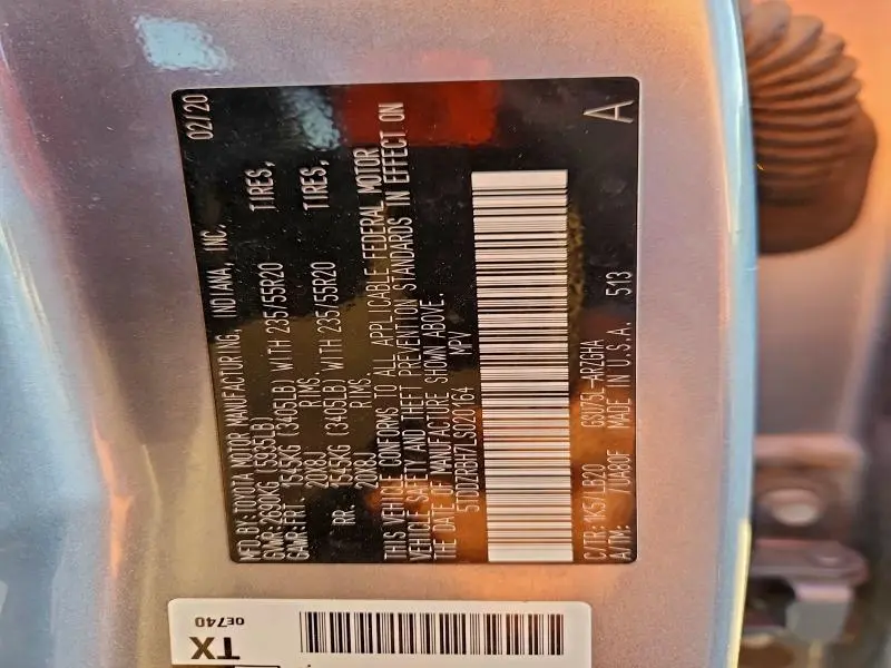 2020 TOYOTA HIGHLANDER LIMITED  