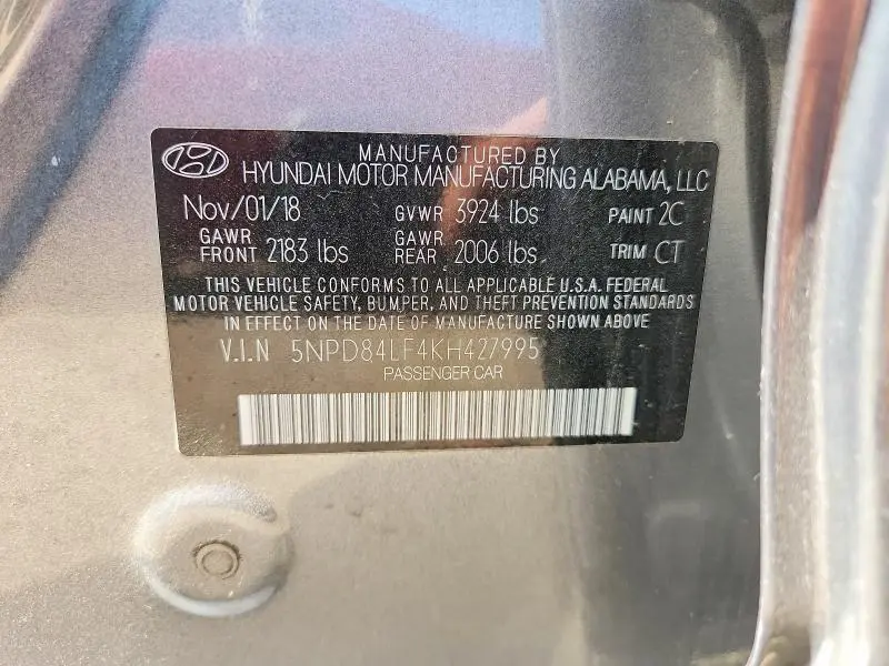2019 HYUNDAI ELANTRA SEL  