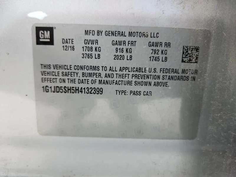 2017 CHEVROLET SONIC LT