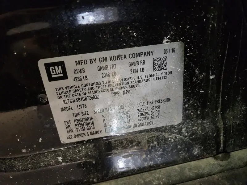 2016 CHEVROLET TRAX 1LT  