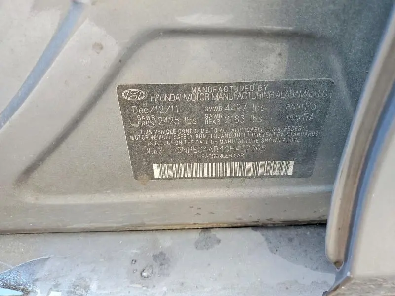 2012 HYUNDAI SONATA LIMITED 2.0T  