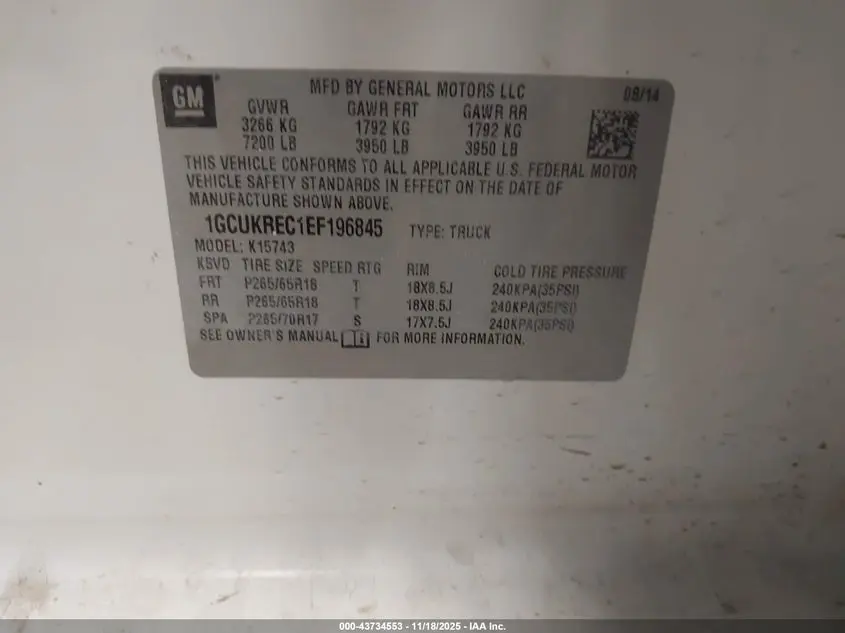 2014 CHEVROLET SILVERADO 1500 1LT