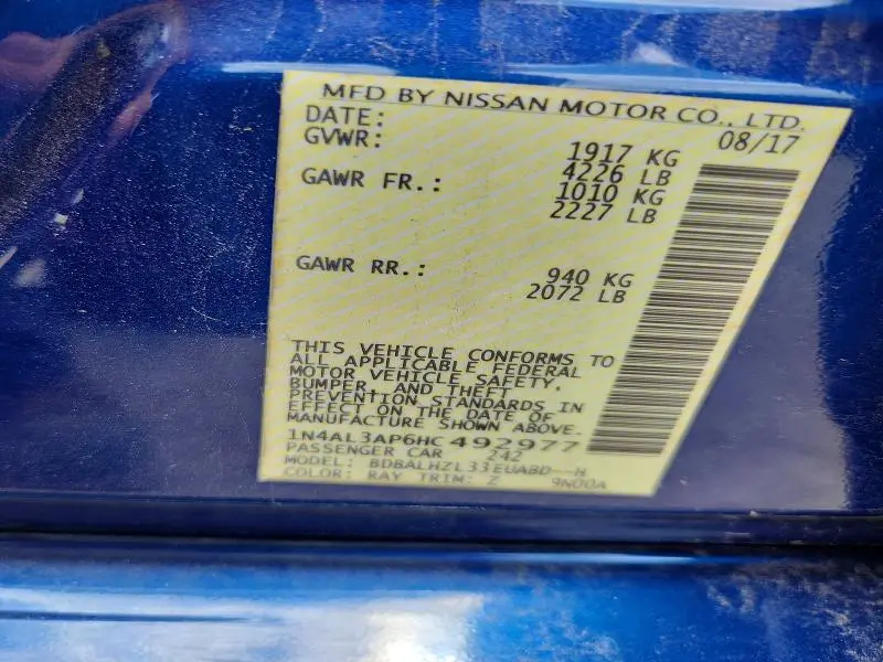 2017 NISSAN ALTIMA 2.5 SR  