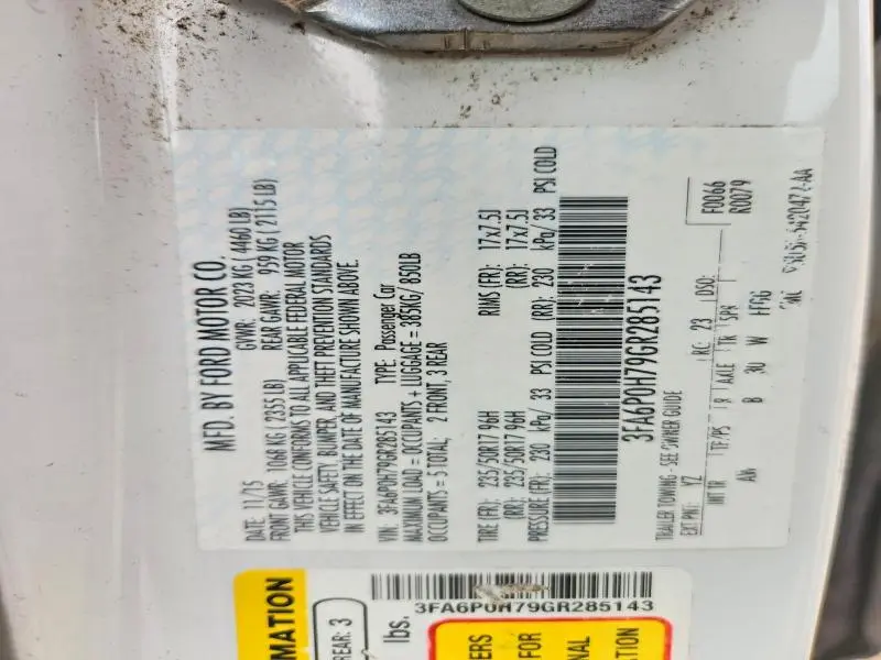 2016 FORD FUSION SE  
