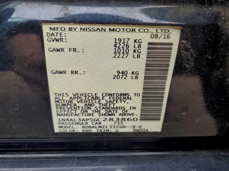 2016 NISSAN ALTIMA 2.5  