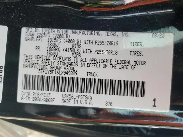 2020 TOYOTA TUNDRA CREWMAX SR5  