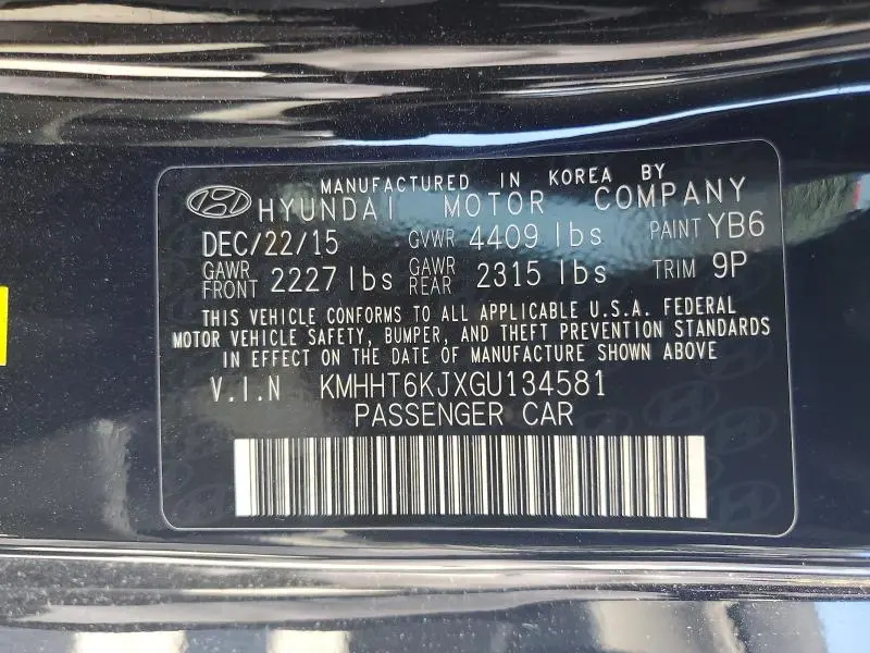 2016 HYUNDAI GENESIS 3.8L  