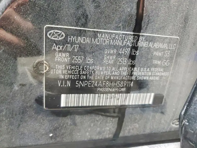 2017 HYUNDAI SONATA SE  