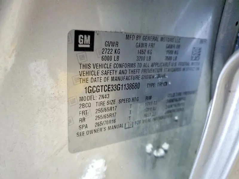 2016 CHEVROLET COLORADO LT  