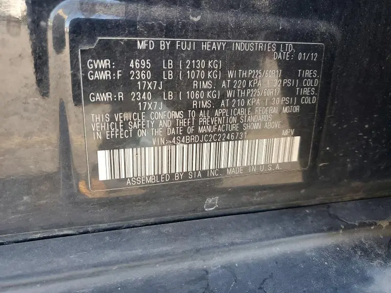 2012 SUBARU OUTBACK 3.6R LIMITED  
