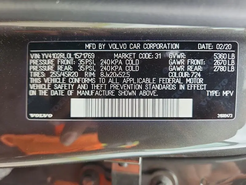 2020 VOLVO XC60 T5 INSCRIPTION  