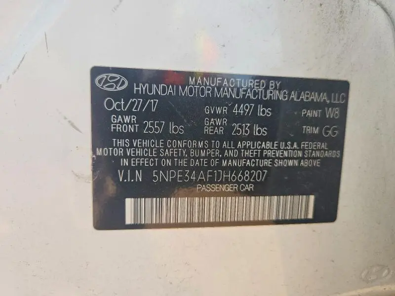 2018 HYUNDAI SONATA LIMITED  