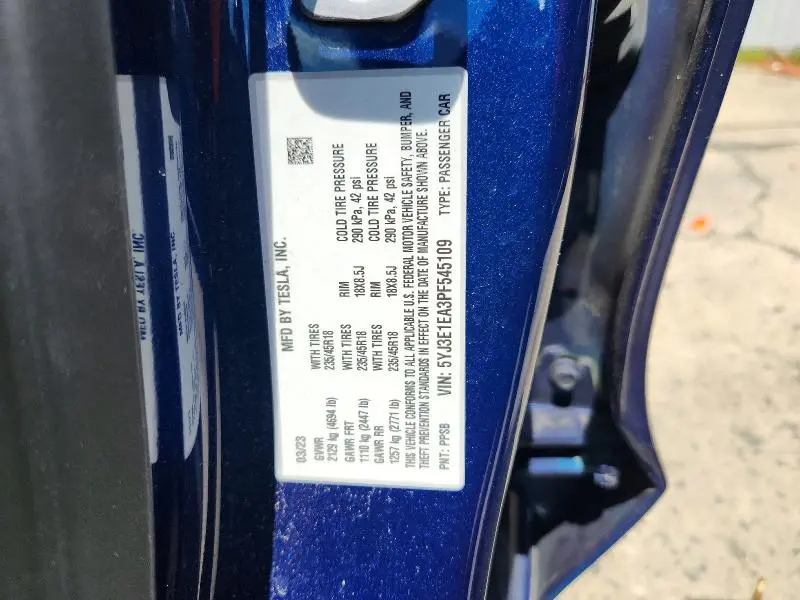 2023 TESLA MODEL 3   