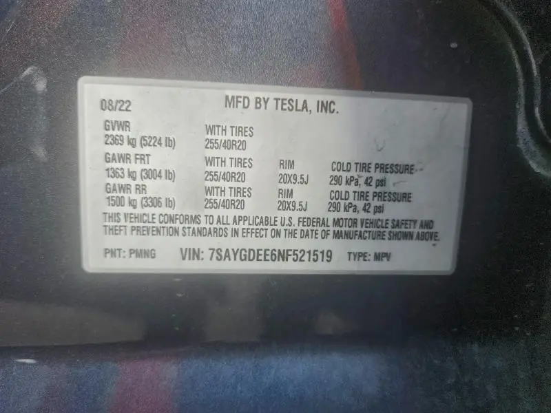 2022 TESLA MODEL Y   