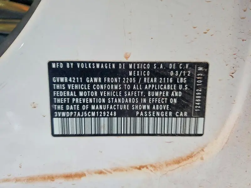 2012 VOLKSWAGEN JETTA SE  