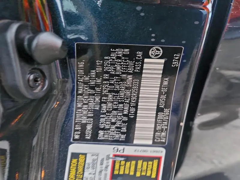 2012 TOYOTA CAMRY BASE  