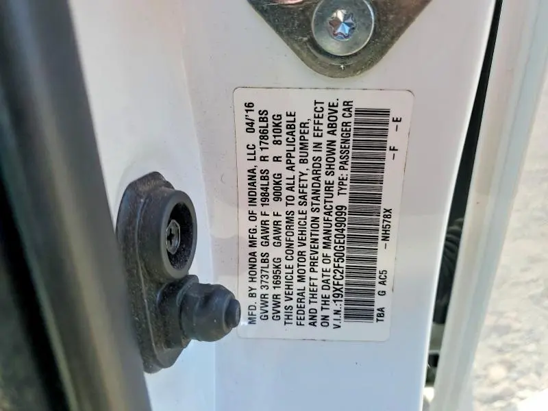 2016 HONDA CIVIC LX  