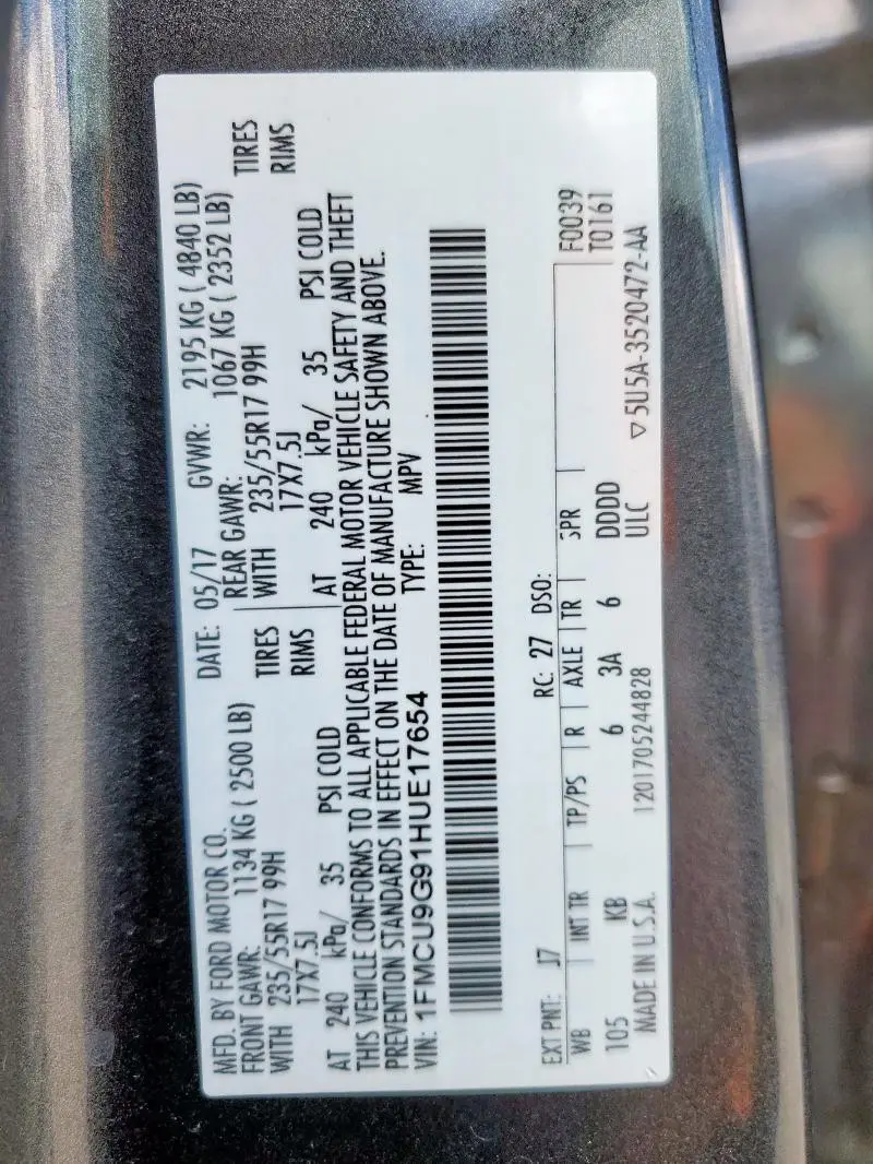 2017 FORD ESCAPE SE