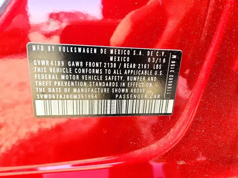 2016 VOLKSWAGEN JETTA SE  