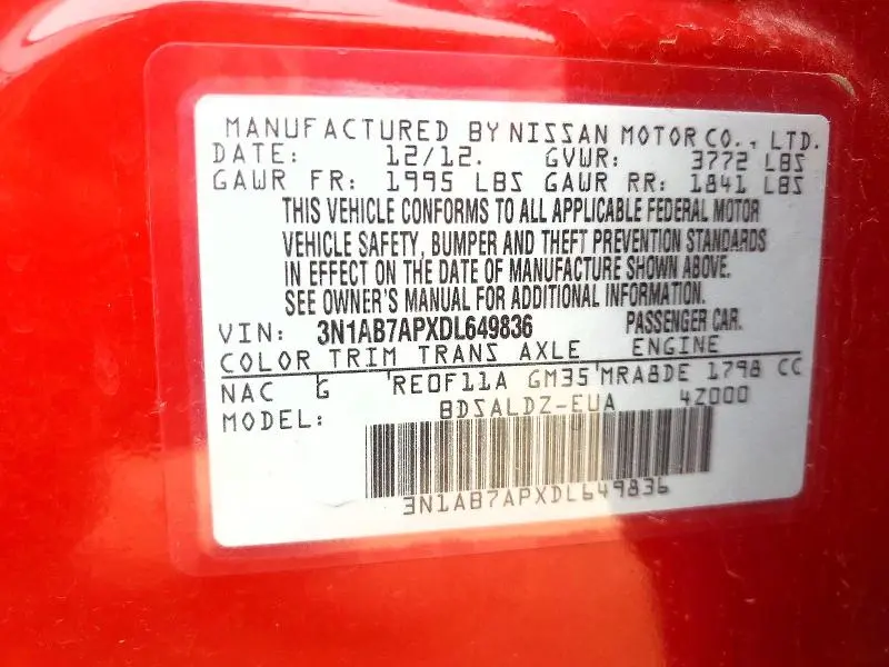 2013 NISSAN SENTRA S  