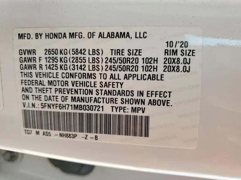 2021 HONDA PILOT BLACK  