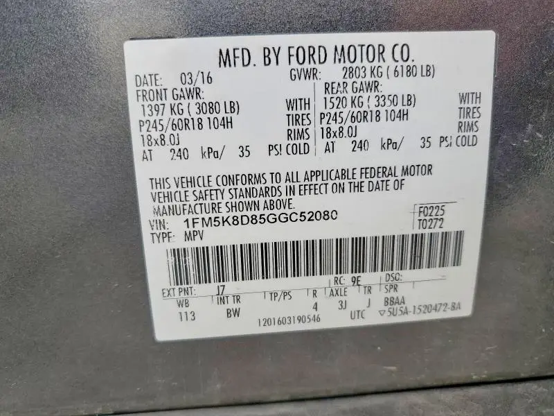 2016 FORD EXPLORER XLT  