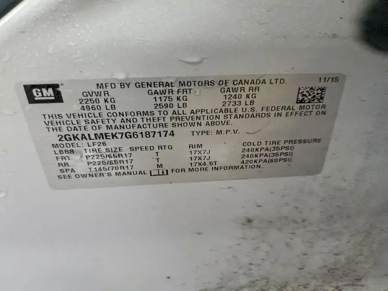 2016 GMC TERRAIN SLE  