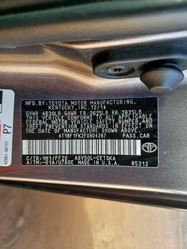 2015 TOYOTA CAMRY LE  