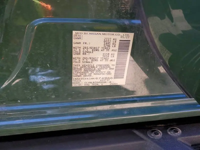 2022 NISSAN FRONTIER SV  