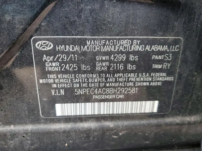 2011 HYUNDAI SONATA LIMITED  