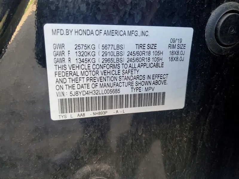 2020 ACURA MDX   