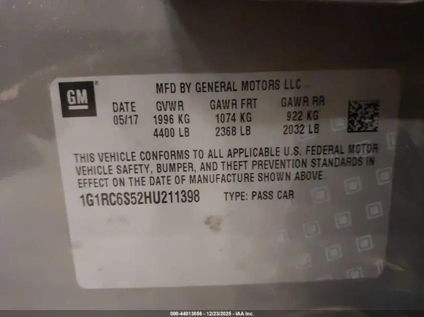 2017 CHEVROLET VOLT LT