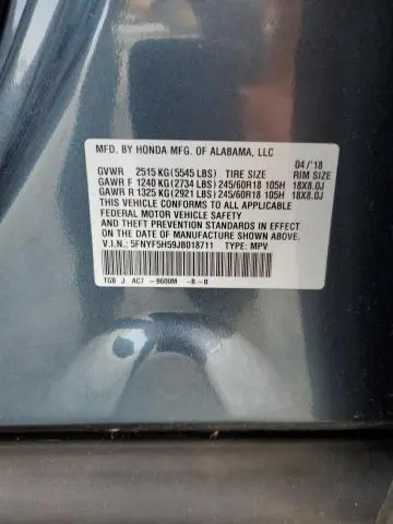 2018 HONDA PILOT EXL  