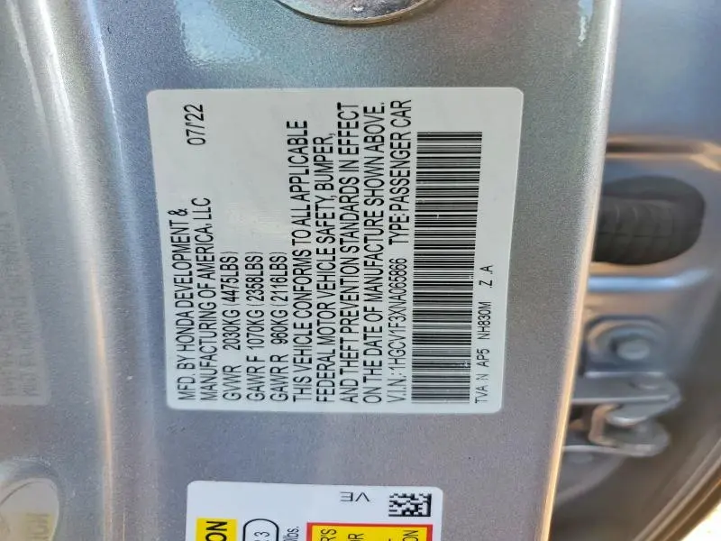 2022 HONDA ACCORD SPORT  