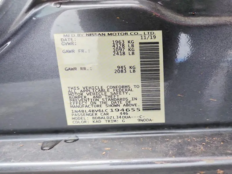 2020 NISSAN ALTIMA S  