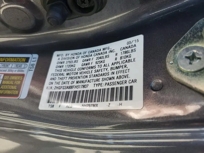 2015 HONDA CIVIC EX  