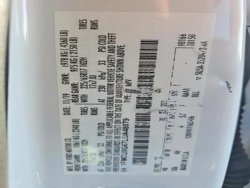 2020 FORD ESCAPE SE  