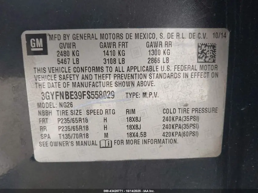 2015 CADILLAC SRX LUXURY COLLECTION