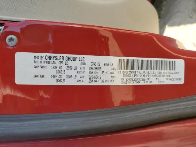 2012 DODGE GRAND CARAVAN SXT  