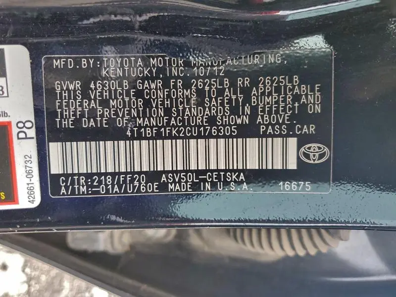 2012 TOYOTA CAMRY BASE  