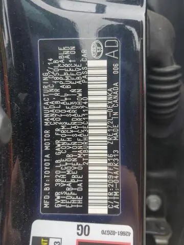 2014 TOYOTA COROLLA L  