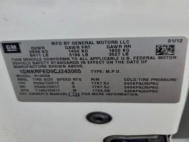 2012 CHEVROLET TRAVERSE LS  