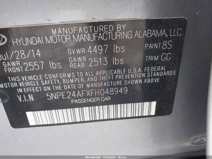 2015 HYUNDAI SONATA SE