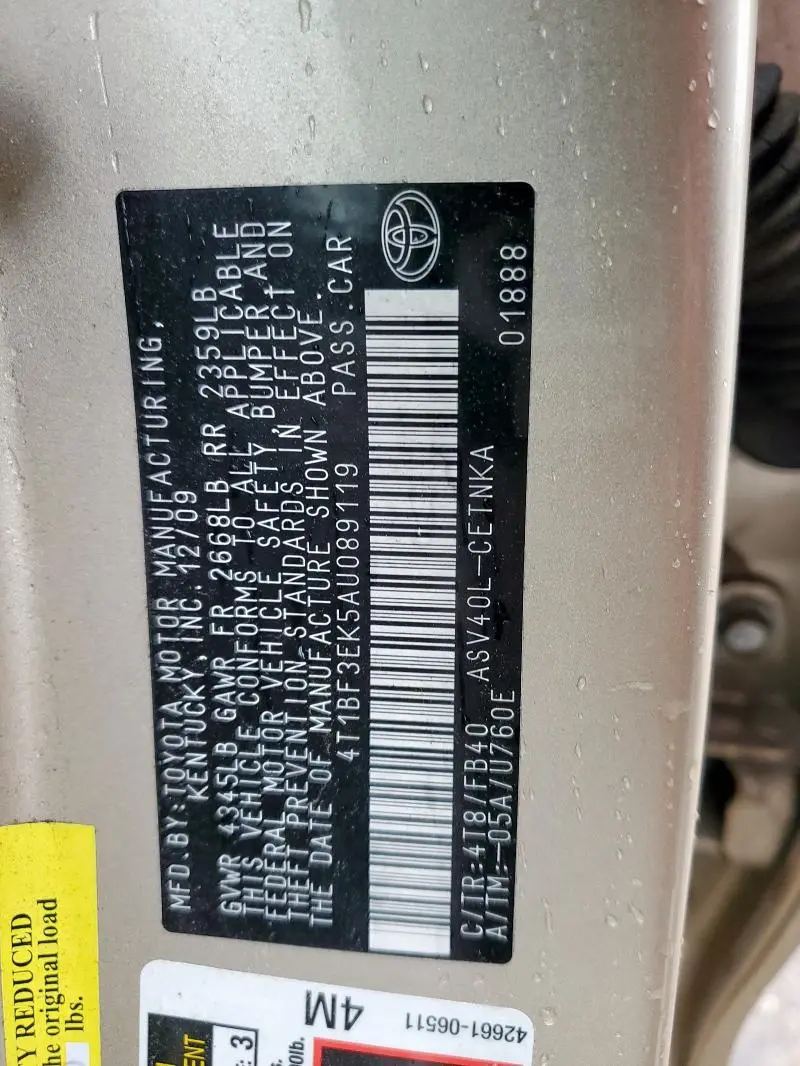 2010 TOYOTA CAMRY BASE  
