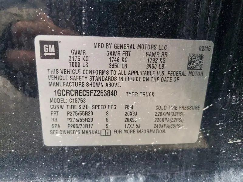 2015 CHEVROLET SILVERADO C1500 LT  