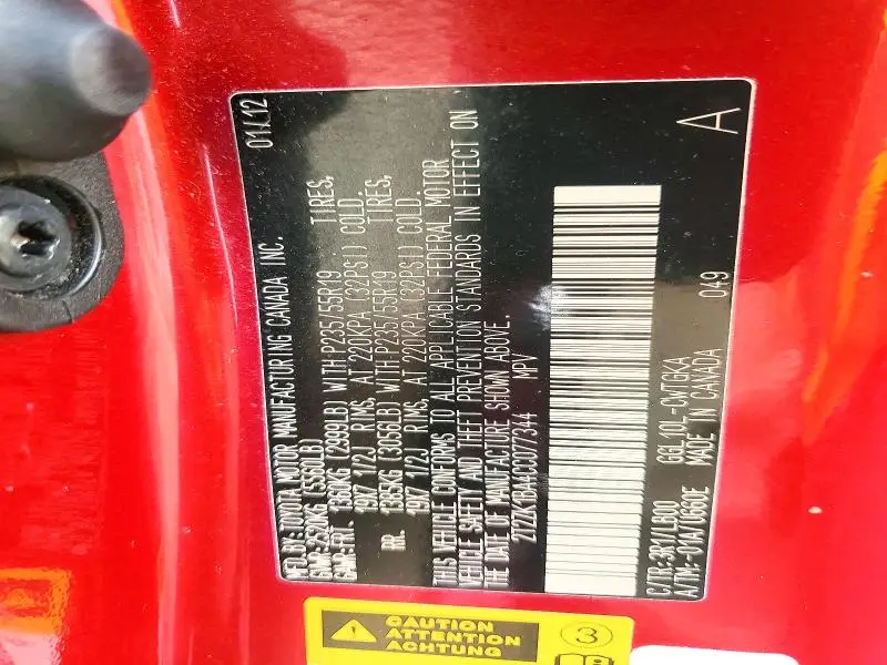 2012 LEXUS RX 350 BASE  