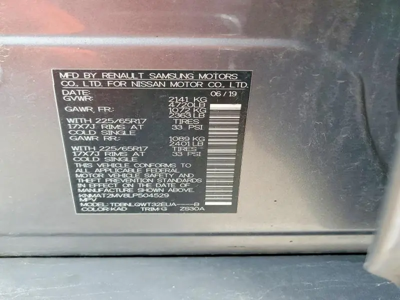 2020 NISSAN ROGUE SV  