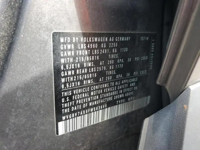 2015 VOLKSWAGEN TIGUAN S  