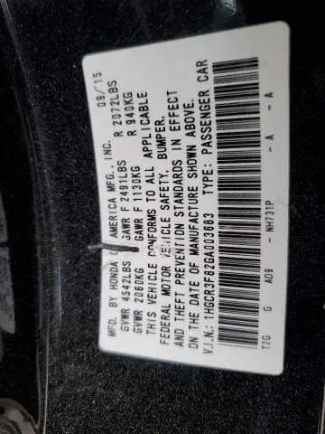 2016 HONDA ACCORD EXL  